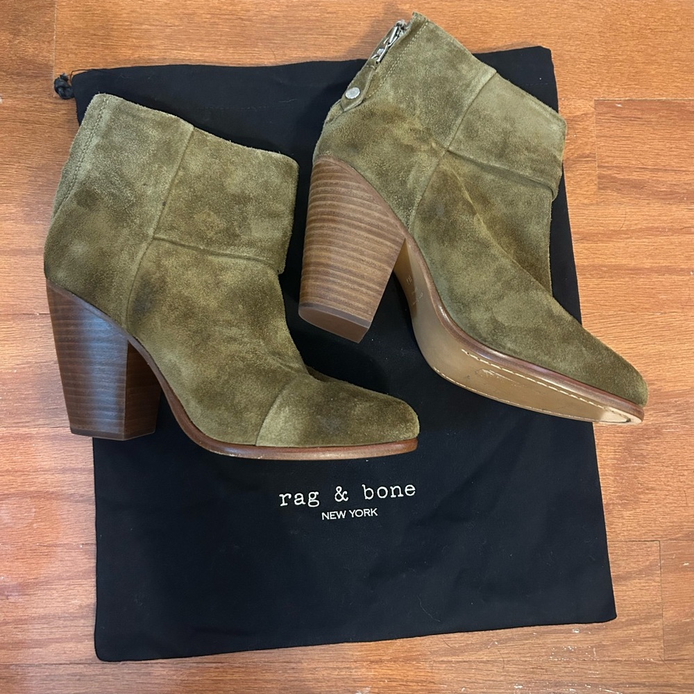 Rag & Bone Olive Green Suede Heeled Boots